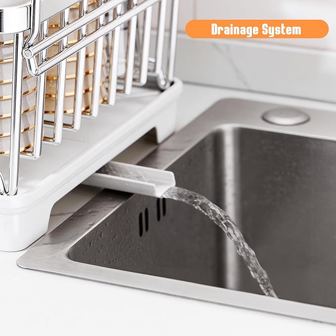 Dish Drying Rack for Kitchen Counter, Stainless Steel Dish Rack - Image 4