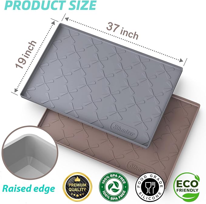 SIKADEER 37" x 19" Under Sink Mat Waterproof, Silicone Mat Kitchen Drawer Shelf - Image 3
