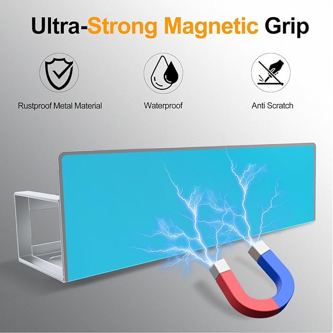 Magnetic Spice Rack for Refrigerator, 4 Pack Metal Magnetic Shelf Organizer for - Image 2