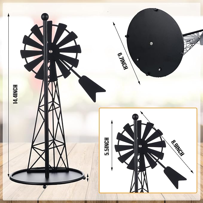 Vesici Windmill Paper Towel Holder Western Farmhouse Standing Paper Towel Roll - Image 5