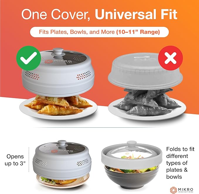 Mikro Innovations Glass & Silicone Microwave Splatter Cover – Tall and - Image 5