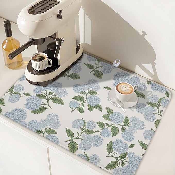 Blue Hydrangea Floral Dish Drying Mat - Image 7