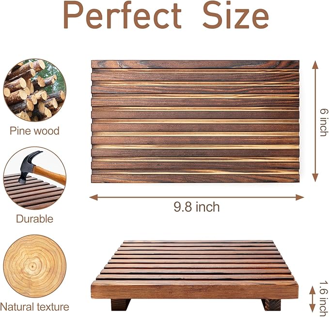 Farmhouse Bathroom Counter Organizer Wooden Display Pedesta Stand Small Kitchen - Image 5