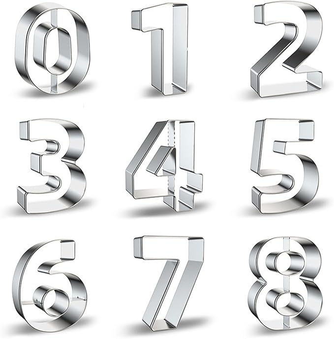 ZADE Number Cookie Cutters 9 Pcs, 4 Inch Stainless Steel Number Cookie Cutters by ZADECookieCutter