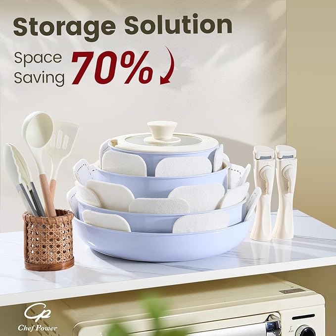 Chef Power Ceramic Nonstick Pots and Pans Set 19 Piece - Image 3