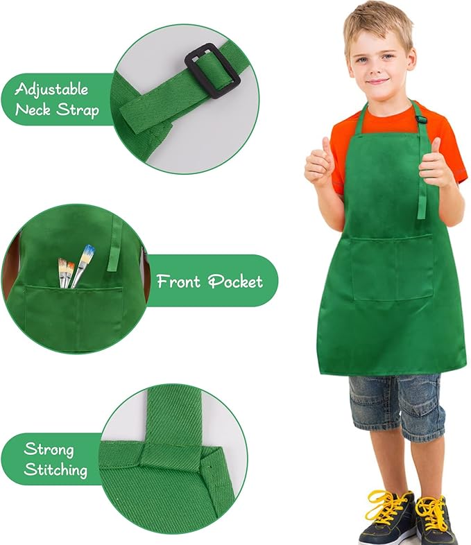 SINLAND Kids Apron with Pocket 2 Pack Children Chef Apron - Image 2