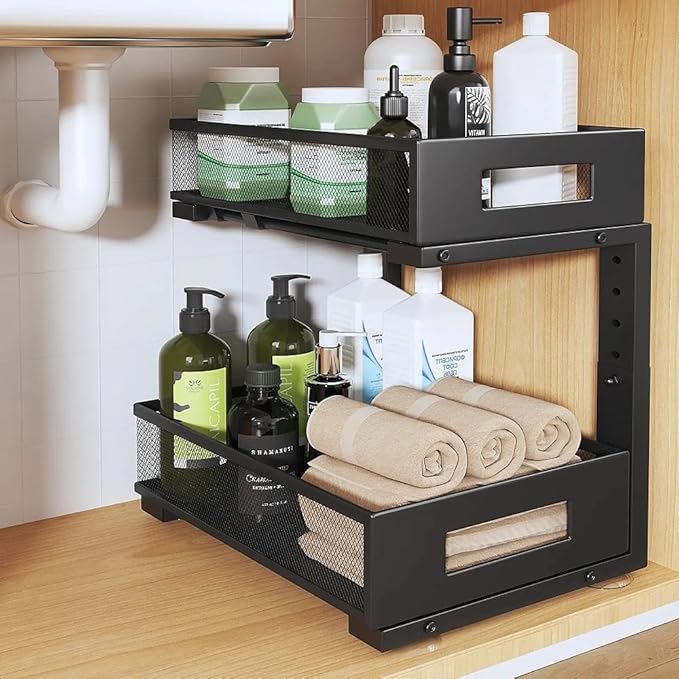 Under Sink Organizer, 2-Tier Dual Pull Out Cabinet Organizer Drawers by UnderSinkOrganizer