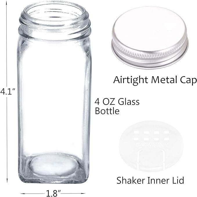 SWOMMOLY 48 Glass Spice Jars - Image 4