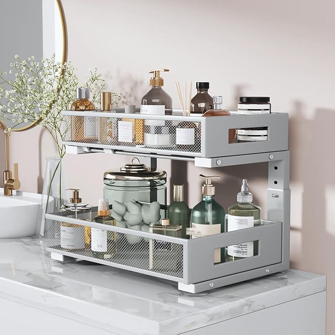 2 Packs 17IN Depth Under Sink Organizer, 2-Tier Pull Out Cabinet Organizer - Image 6