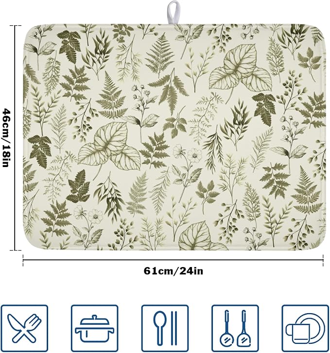 Vintage Botanical Floral Dish Drying Mat - Image 2