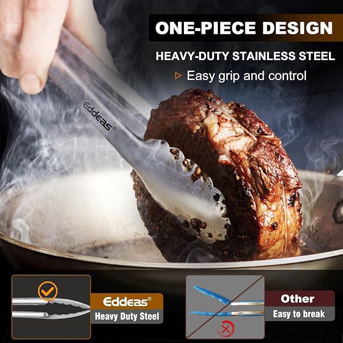 Grill Tongs, Heat Resistant 600 Degrees 17 & 12 Inch Extra Long BBQ Tongs - Image 3