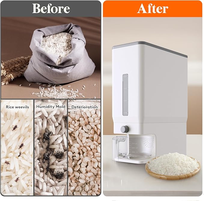Lifewit 2 Pack Rice Dispenser 25 Lbs, Rice Storage Container Sealed Moisture - Image 5
