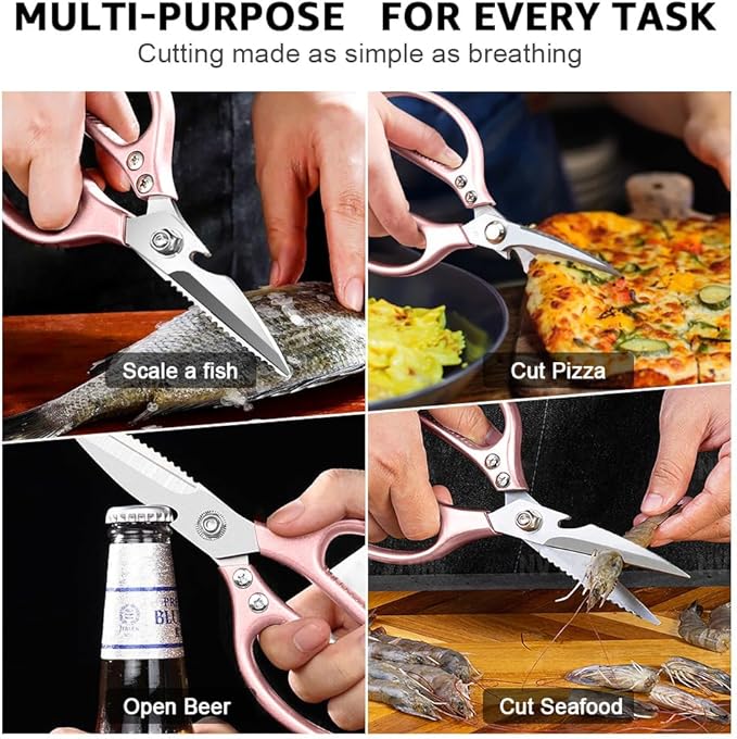 2 Pack ONEBOM Kitchen Shears, Kitchen Scissors Heavy Duty Serrated Blade - Image 3