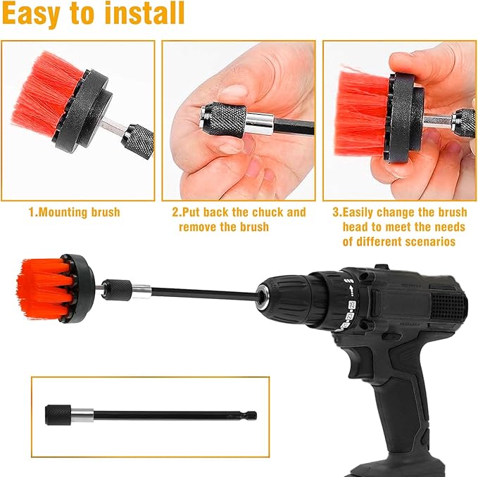 8 Pcs Drill Brush Attachment Set, Power Cleaning Scrub Brush Kit - Image 4