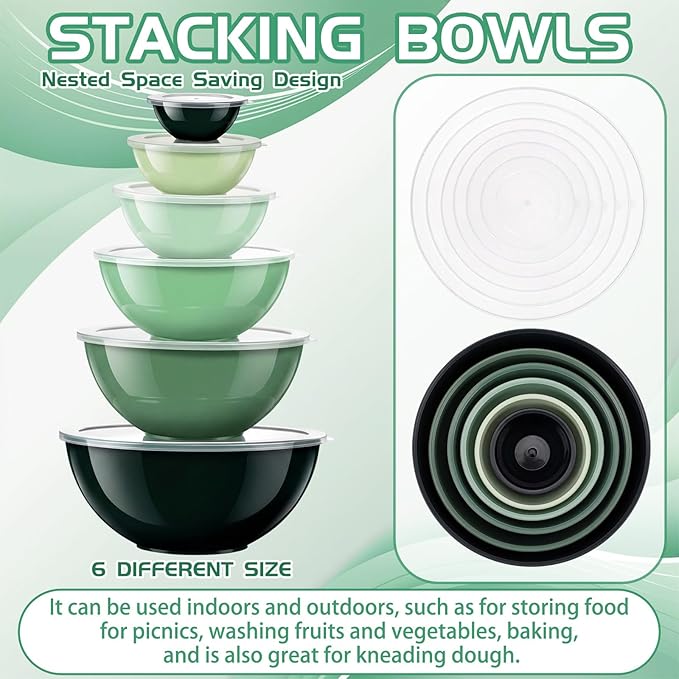 LemonRoad 6 Pcs Plastic Mixing Bowl Set - Image 3