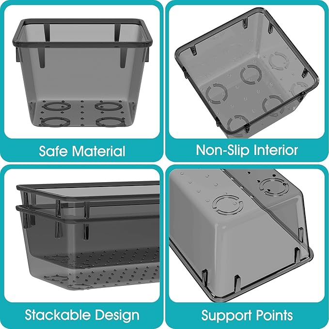StorMiracle 7 PCS Clear Plastic Drawer Organizers Set, 4 Size Desk Drawer - Image 3