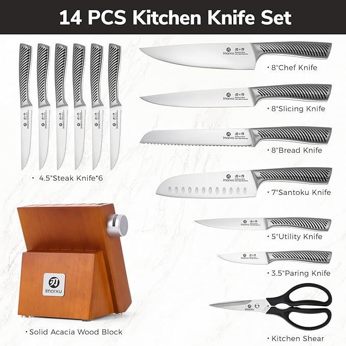 imarku 14-Piece Knife Set, Japanese Stainless Steel Knives Set - Image 8