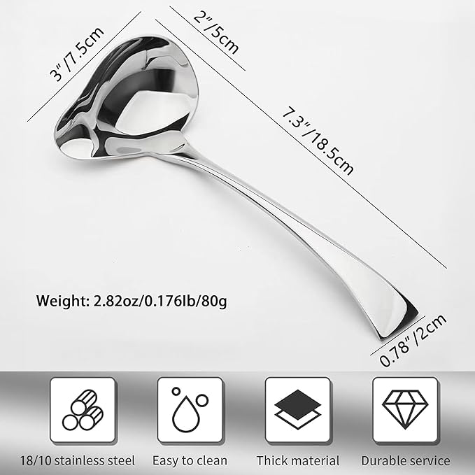 Comicfs 2 Pack Gravy Spoon Mini Gravy Ladle Drizzle Spoon 18/10 Stainless Steel - Image 4