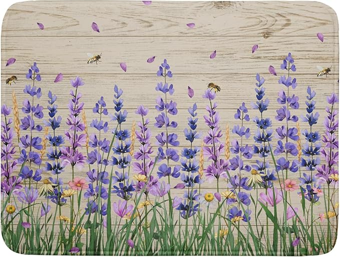 Lavender Floral Dish Drying Mat 18x24 inch Spring Summer Flower Decorative Fast by Giwawa
