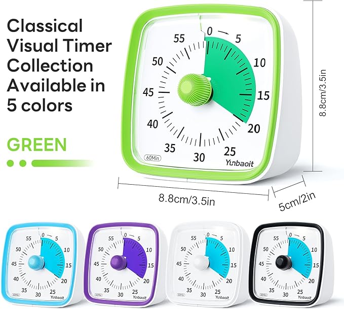 Yunbaoit Visual Timer with Night Light, 60-Minute Countdown Timer - Image 6