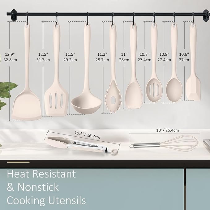 10 Pack Kitchen Utensils Set for Cooking, Leonyo Silicone Cooking Utensils Set - Image 2