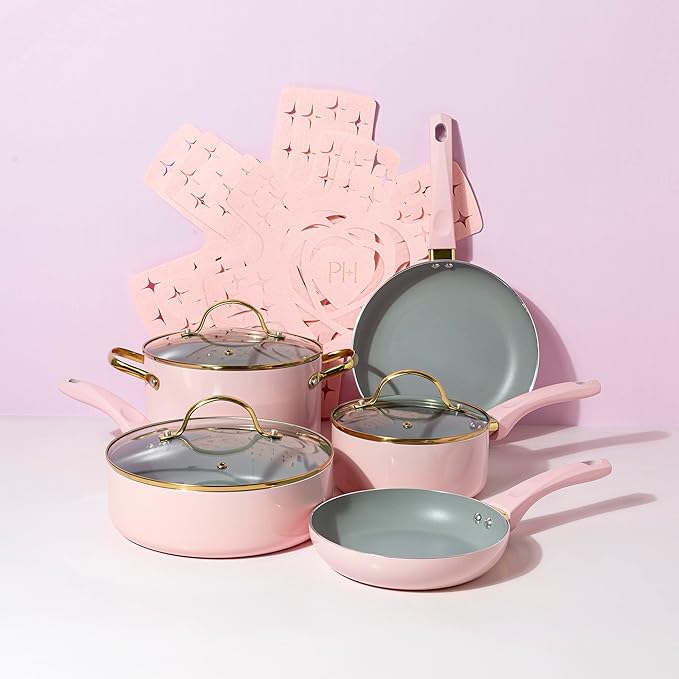 Paris Hilton Epic Nonstick Pots and Pans Set, Tempered Glass Lids, Soft Touch - Image 10