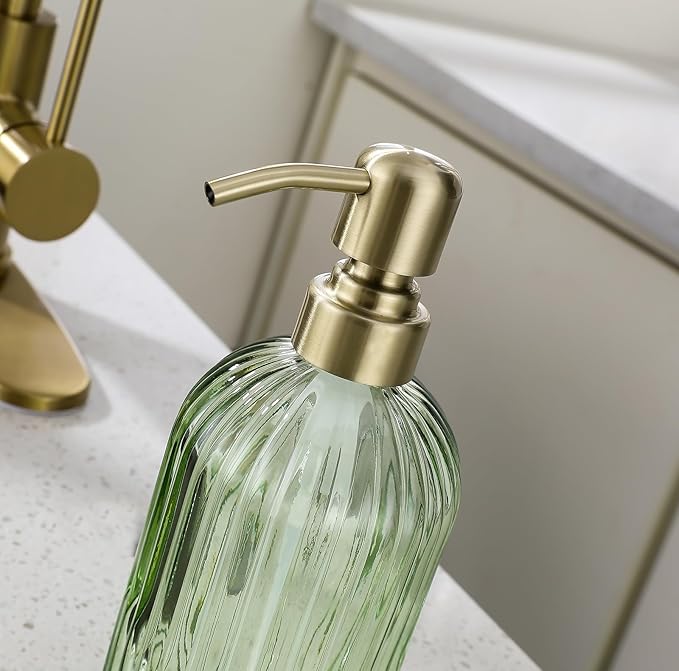 16Oz Green Glass Soap Dispenser - Image 6