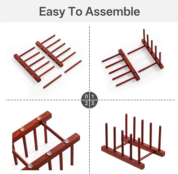 HBlife 2pcs Rosewood Wooden Dish Drying Rack - Image 5