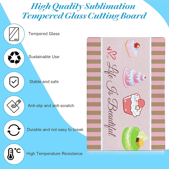 6 Pcs Sublimation Cutting Board Blanks, Textured Tempered Glass Cutting Boards - Image 6