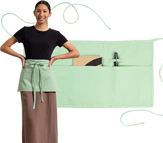 MEEMA Chef Waist Apron Cotton Fabric |Washable & Breathable Waitress & Server by MEEMA