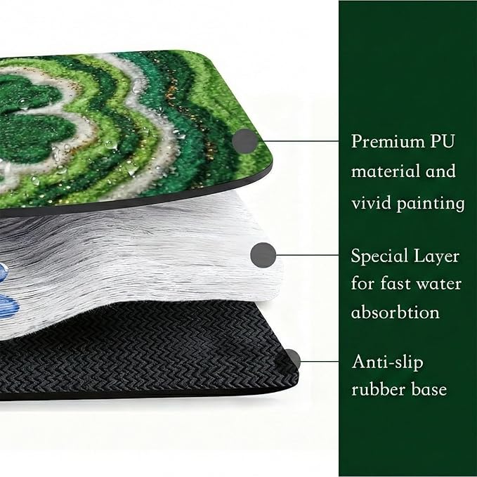 St Patrick’s Day Dish Drying Mat: 12’’x20’’ Green Shamrock Absorbent Counter - Image 3