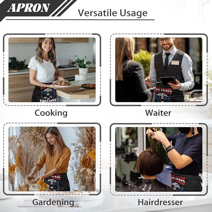 Server Apron with 3 Pockets, Waterproof Oil Waitress Waiter Half Apron - Image 5