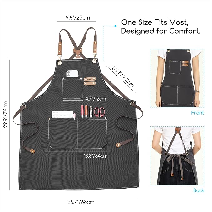 MEEDEN Painting Apron for Men Women: Adjustable Cross Back Waterproof Polyester - Image 2
