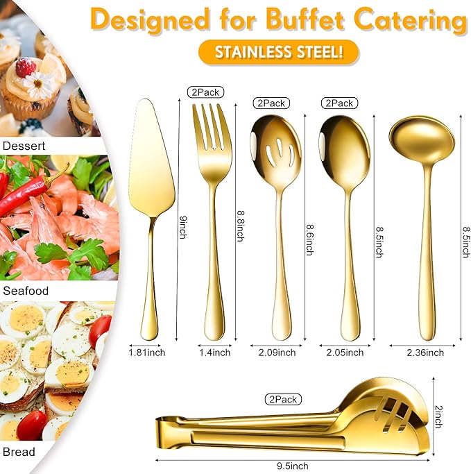 Patelai Serving Utensils Set Include Stainless Steel Large Spoons Slotted - Image 2