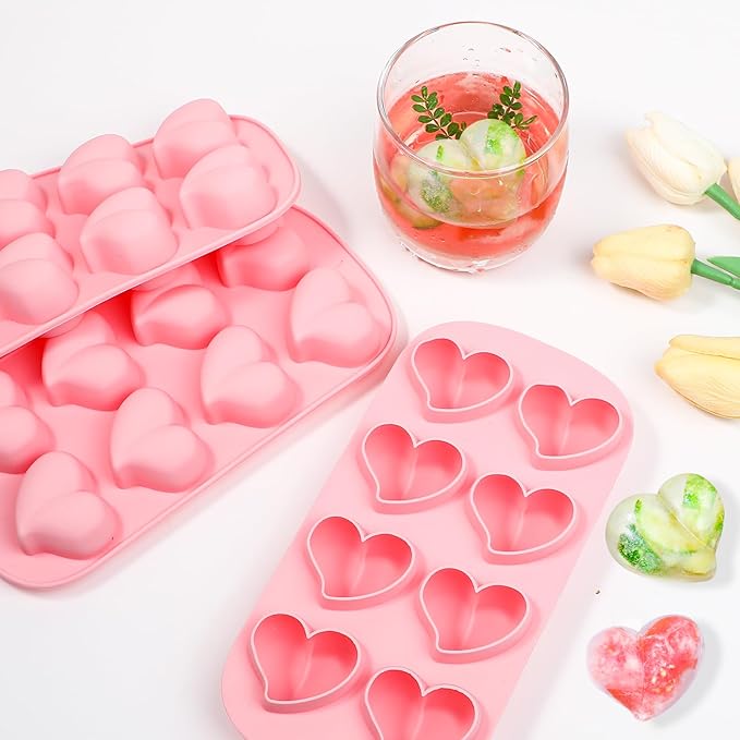 Webake Heart Shpaed Ice Cube Trays, 8-Cavity Heart Silicone Molds - Image 6