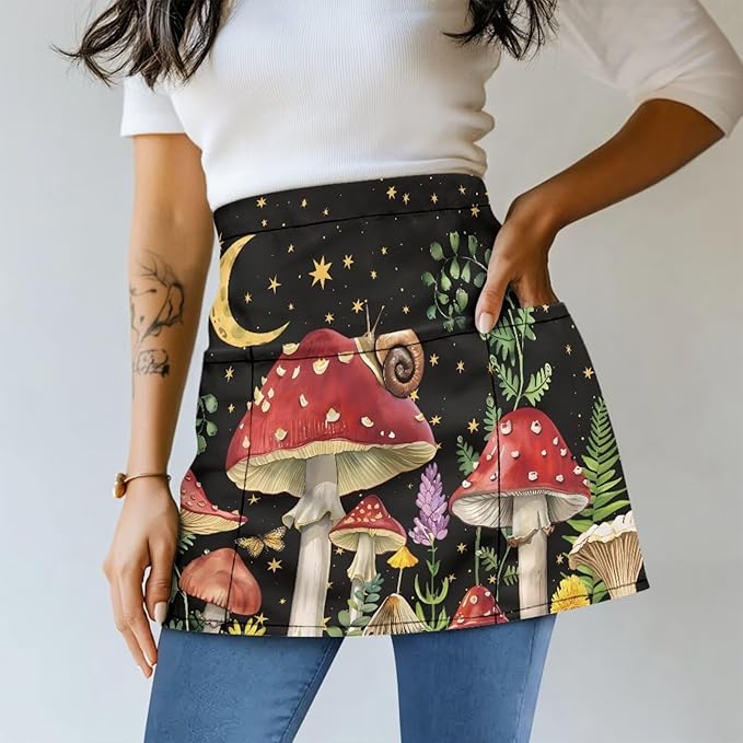 Server Apron with 3 Pockets, Waterproof Oil Waitress Waiter Half Apron - Image 2