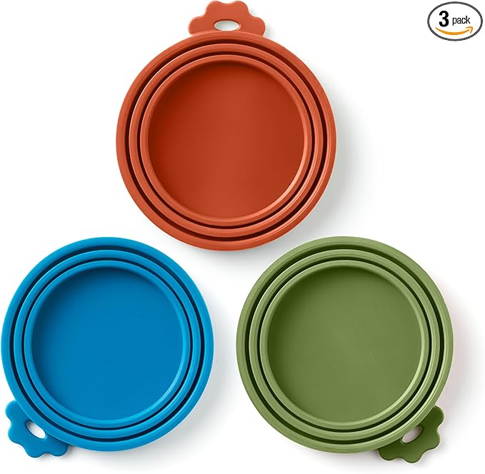 3 Pack Universal Pet Food Can Covers Lids by BasicHaus