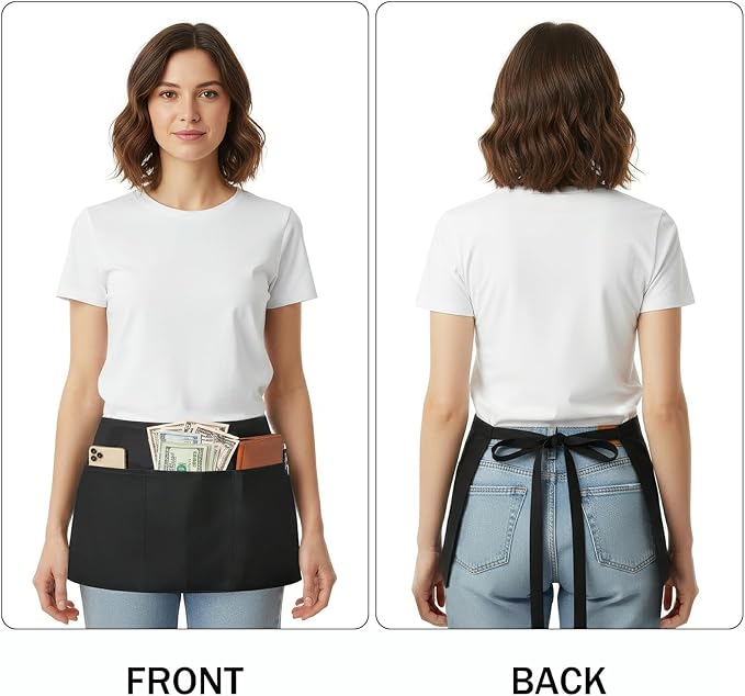 BOHARERS 10 Pack Black Waitress Aprons Server Apron - Image 4