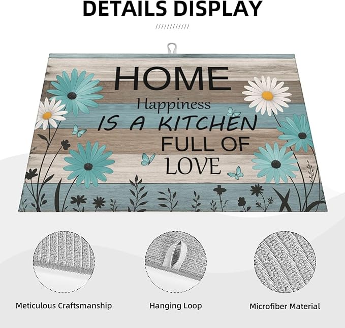 Rustic Wood Dish Drying Mats for Kitchen Counter, Large 18"x24" Dish Mats for - Image 4