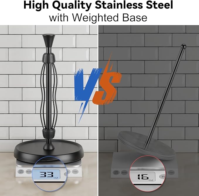Paper Towel Holder Countertop Kitchen Roll Holder, Premium Stainless Steel - Image 6