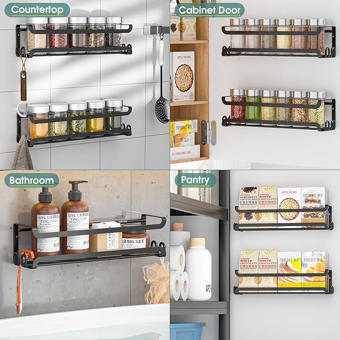 LUCYCAZ 2 Pack Wall Mounted Spice Rack - Image 8