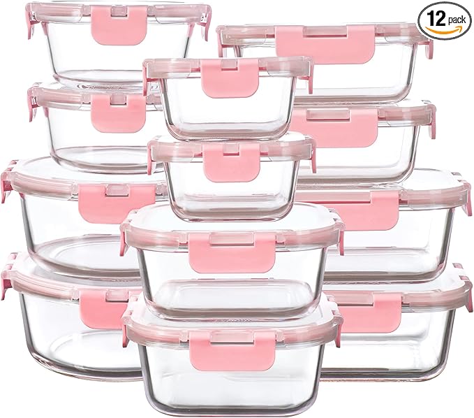 FAWLES 12 Pack Glass Storage Containers by FAWLES