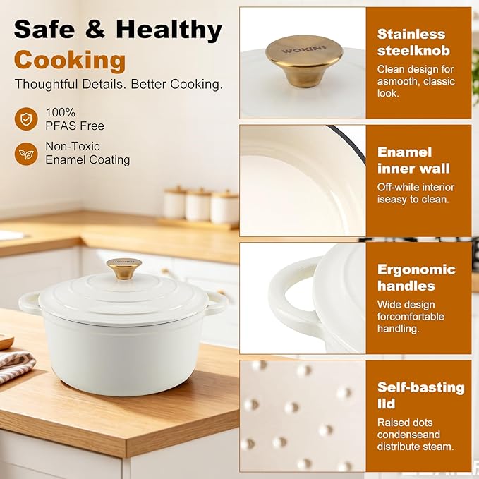 Enameled Cast Iron Dutch Oven - 4QT Pot - Image 6