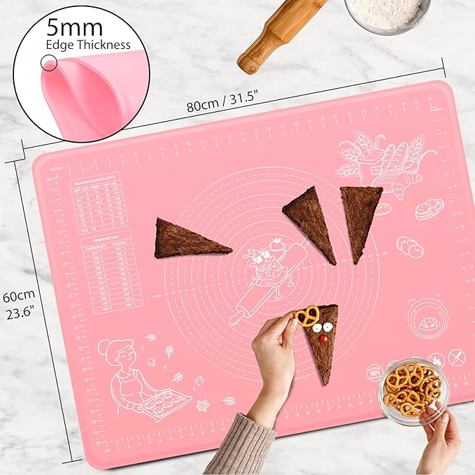 Silicone Pastry Mat 32" x 24" Extra Thick Non Stick Baking Mat - Image 3