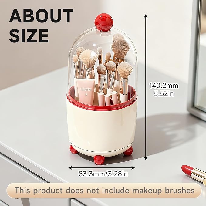 Makeup Brush Holder with Lid, Cosmetic Tools Organizer with Cover, 360° - Image 7