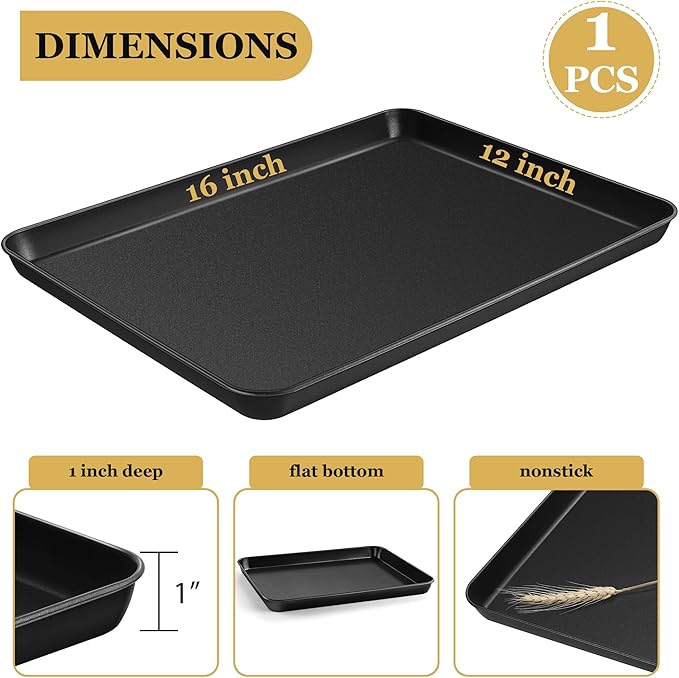 E-far 16x12 Inch Baking Sheet, Non-stick Cookie Sheet Pan - Image 2
