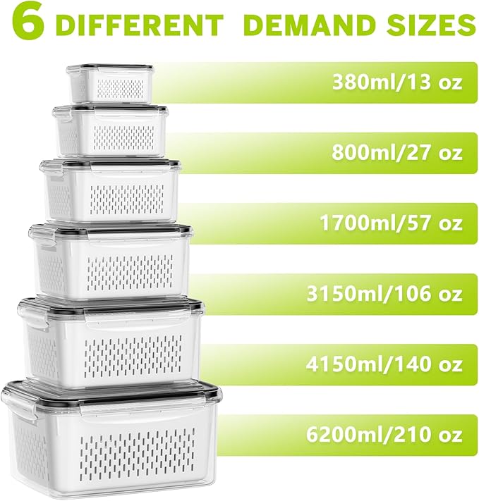 HOMETALL 6 PCS Fruit Storage Containers - Image 3