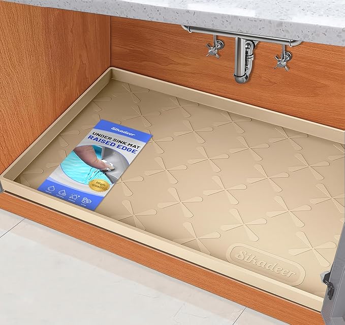 SIKADEER 40" x 22" Under Sink Mat Waterproof, Silicone Mat Kitchen Drawer Shelf by SIKADEER