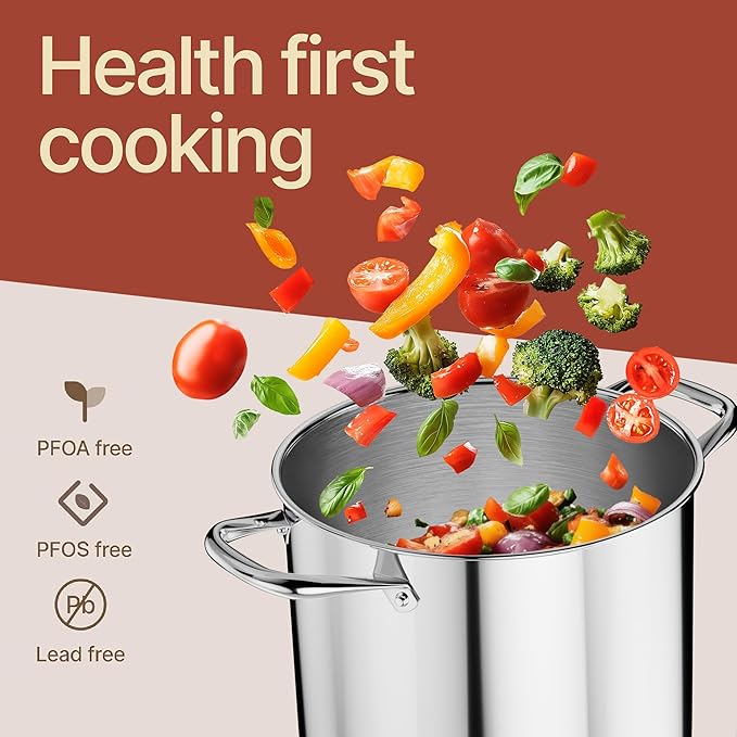 Stainless Steel Stockpot with Tempered Glass Lid 20 Quart, Durable 18/0 - Image 6