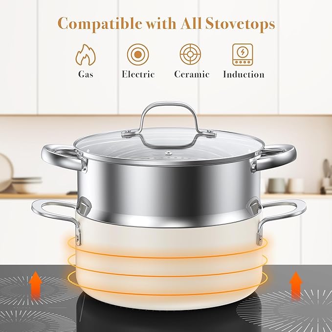 PekGema Ceramic Pots and Pans Set, Nonstick Kitchen Cookware, Oven Safe Cooking - Image 5